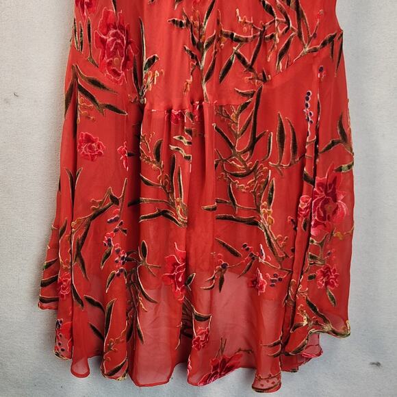 Gala Collection Red Floral Velvet Burnout Dress  Women’s SZ M Vintage 1990’s - Picture 9 of 15